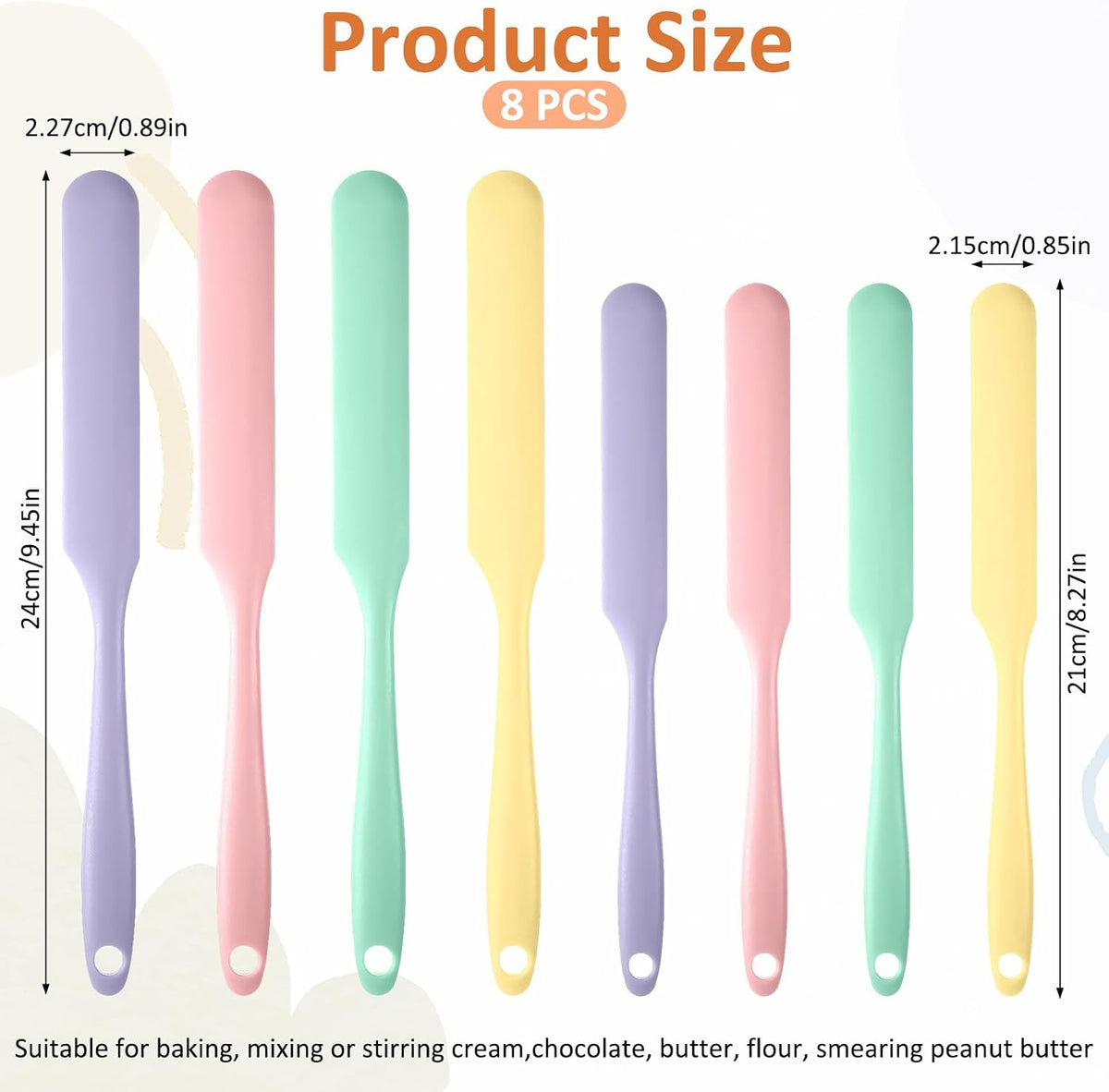 8 Espátulas Silicona para Tarros con Mango Largo