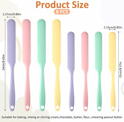 8 Espátulas Silicona para Tarros con Mango Largo