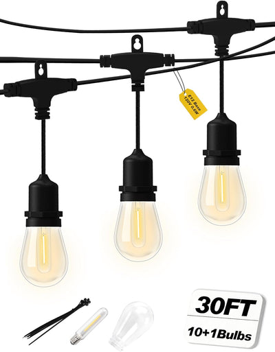 Tira luces exterior 30ft LED impermeable blanco cálido