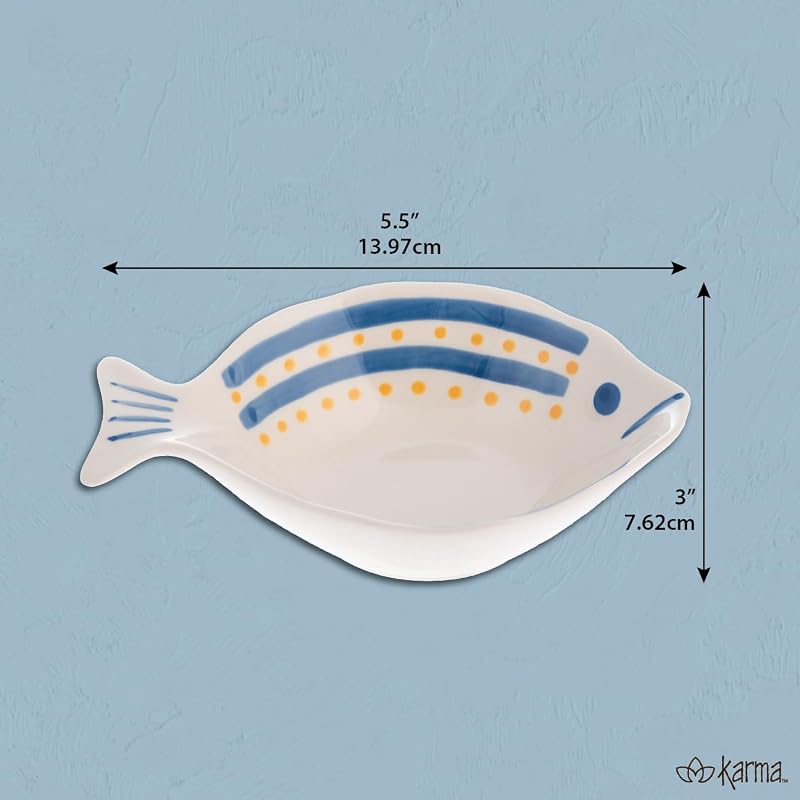 Plato cerámica pintado a mano forma pescado verde