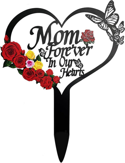 Decoración tumba mamá corazón rosa mariposa cementerio