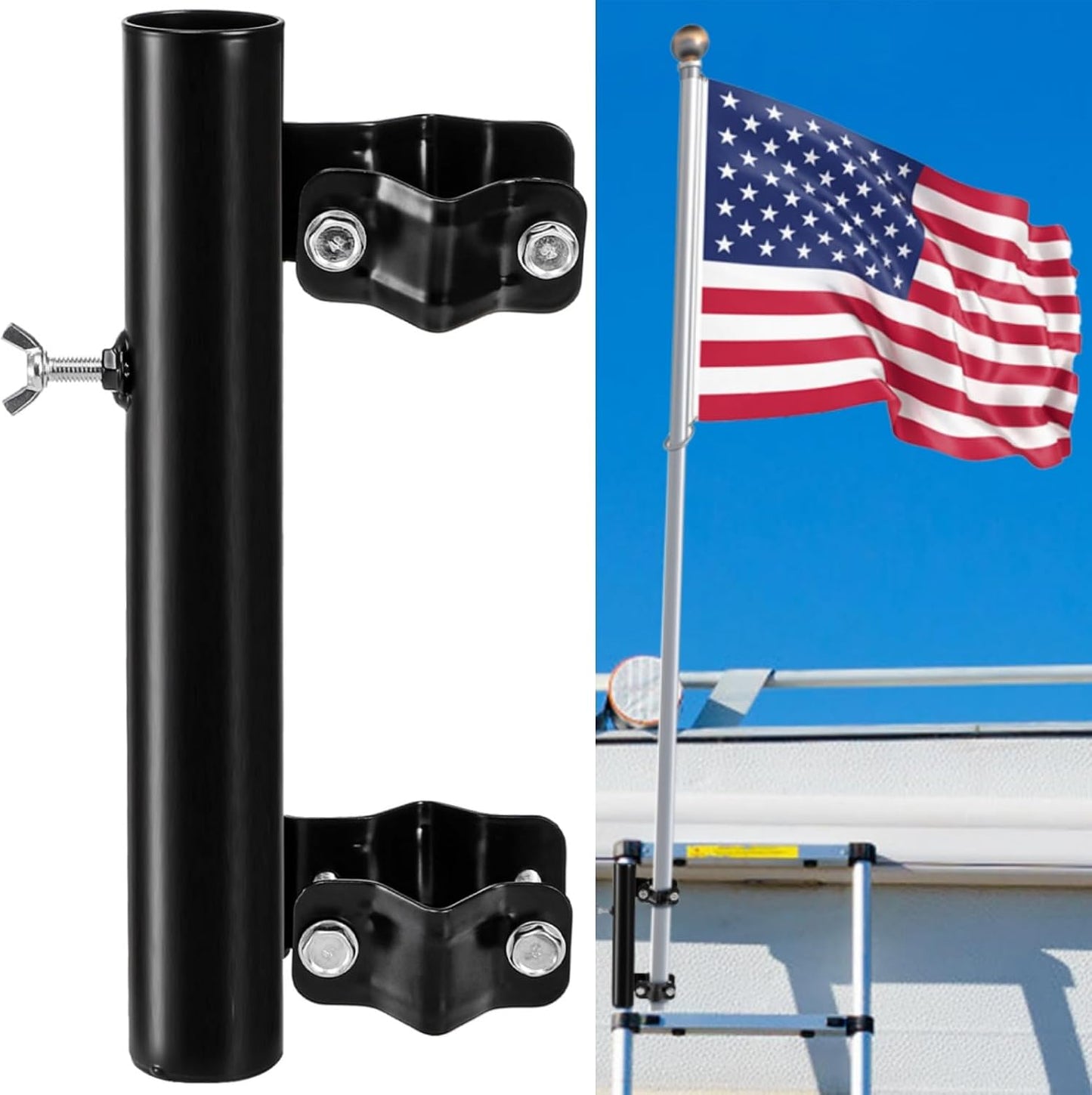 Soporte asta bandera RV escalera resistente para caravana