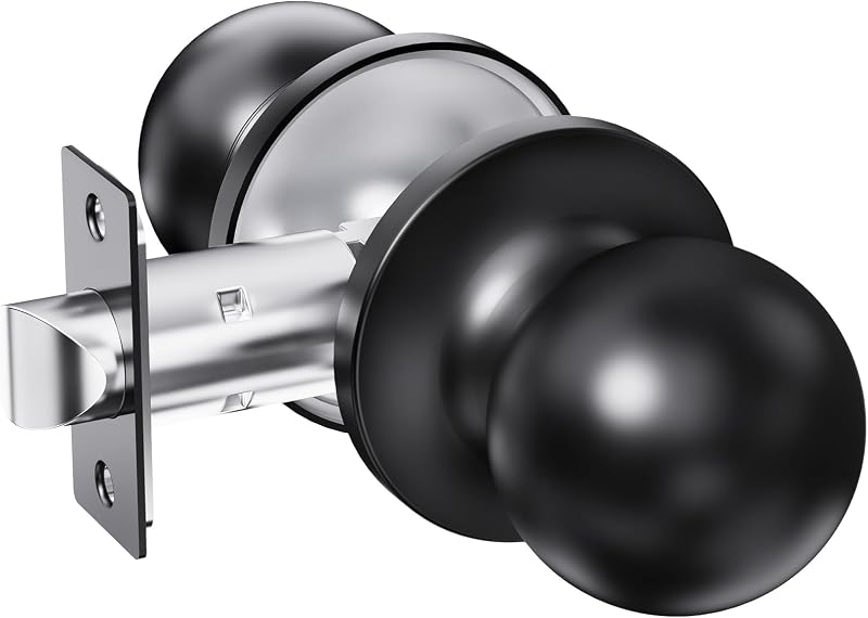 Pomo puerta con perilla sin llave bola redonda negro