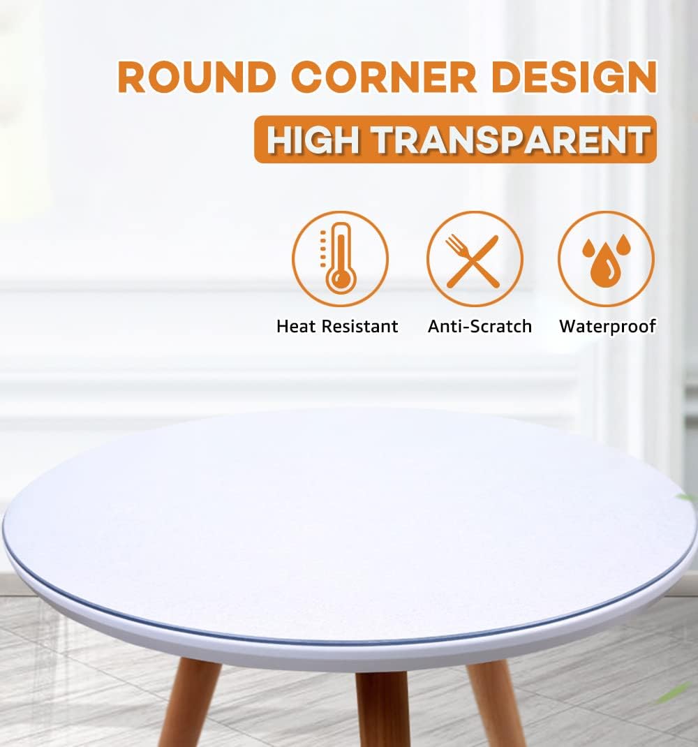 Protector mesa redondo PVC transparente 54pulg
