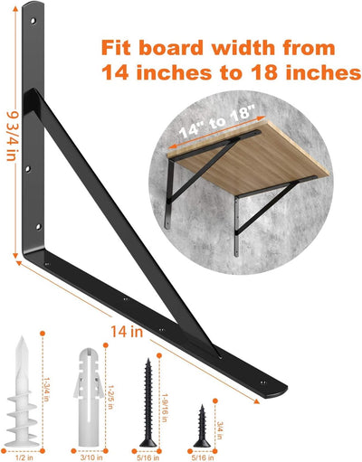 8 Soportes pared 14pulg para estantes 14-18pulg 250lb