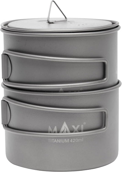 Set olla y cuenco titanio 25.4 y 14.2oz apilables mochileros