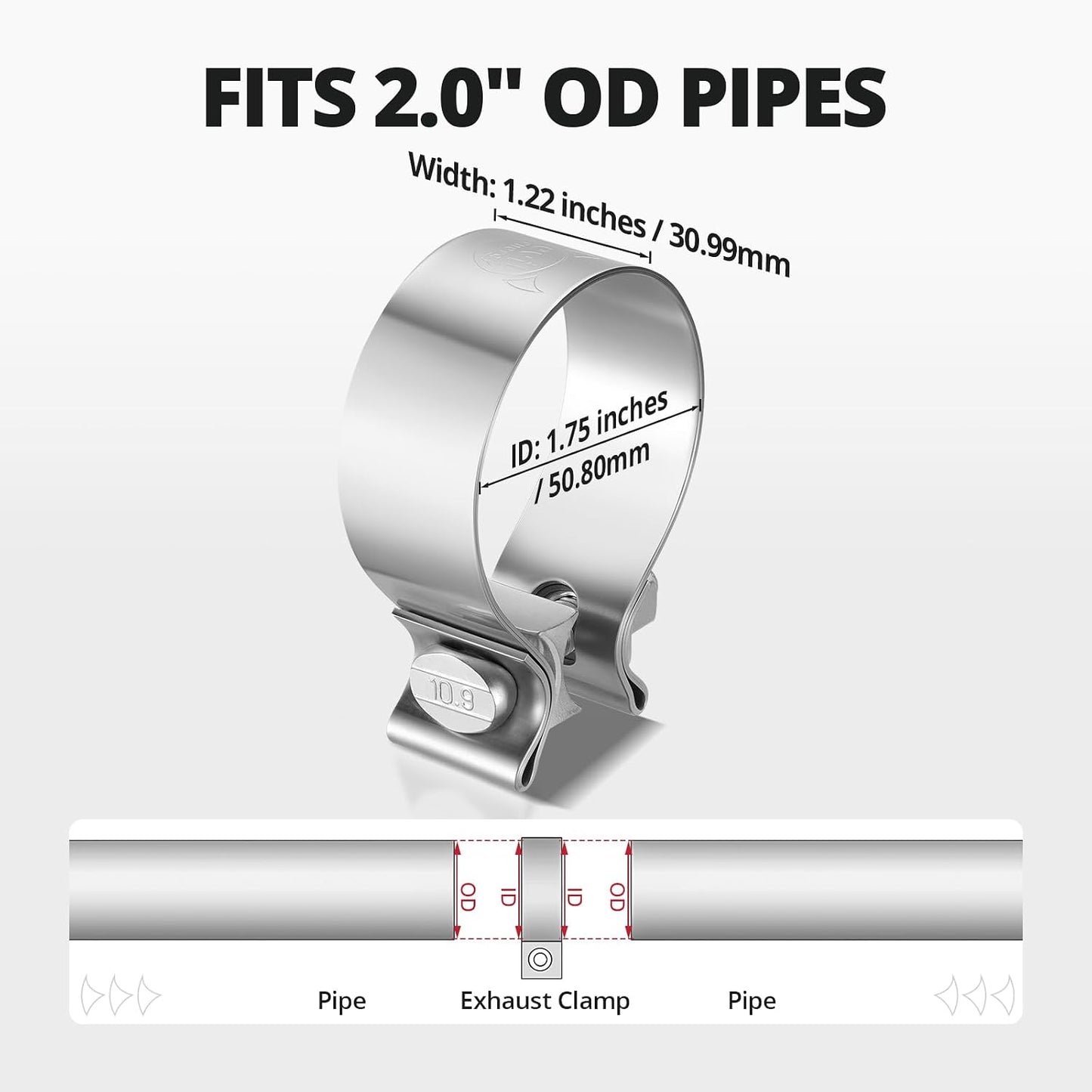 Abrazadera escape 2" acero inox 4 Uds