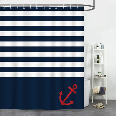 Cortina ducha rayas náuticas azul 72x72pulg poliéster