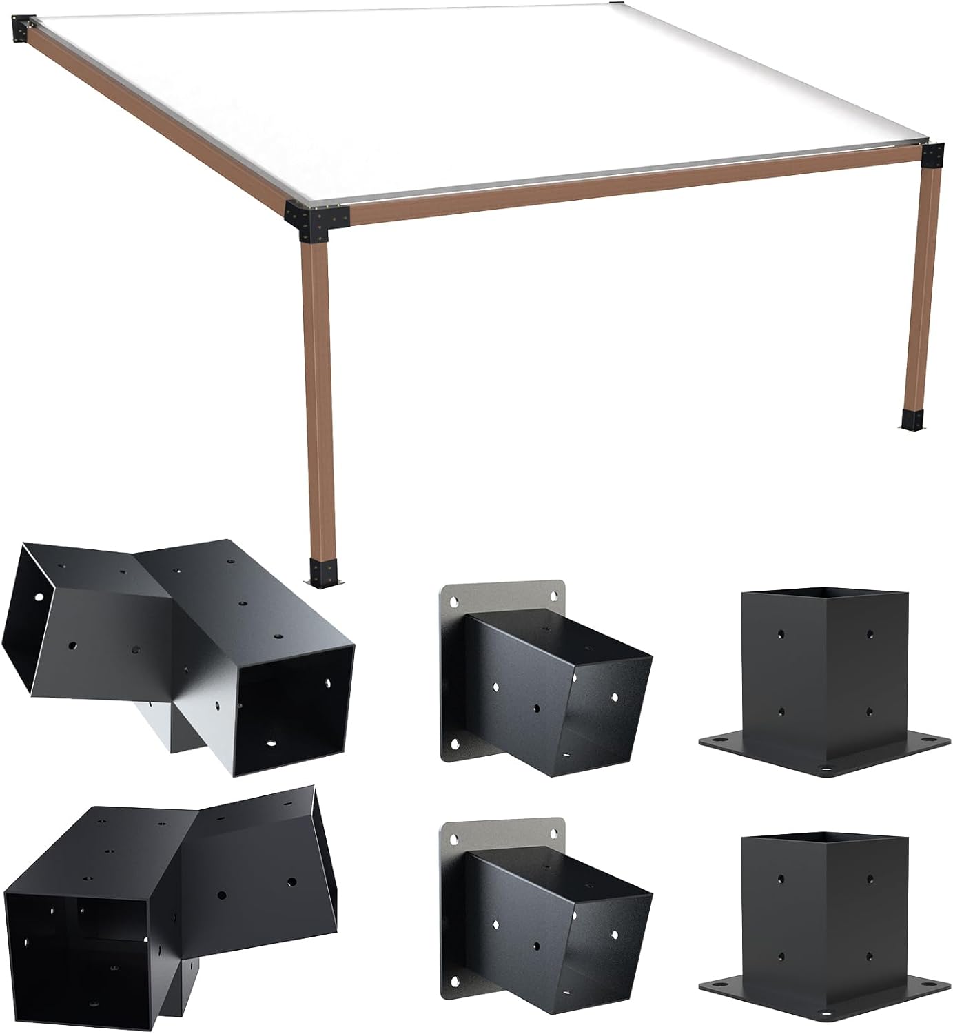 Kit soportes pérgola techo inclinado 15° y pared