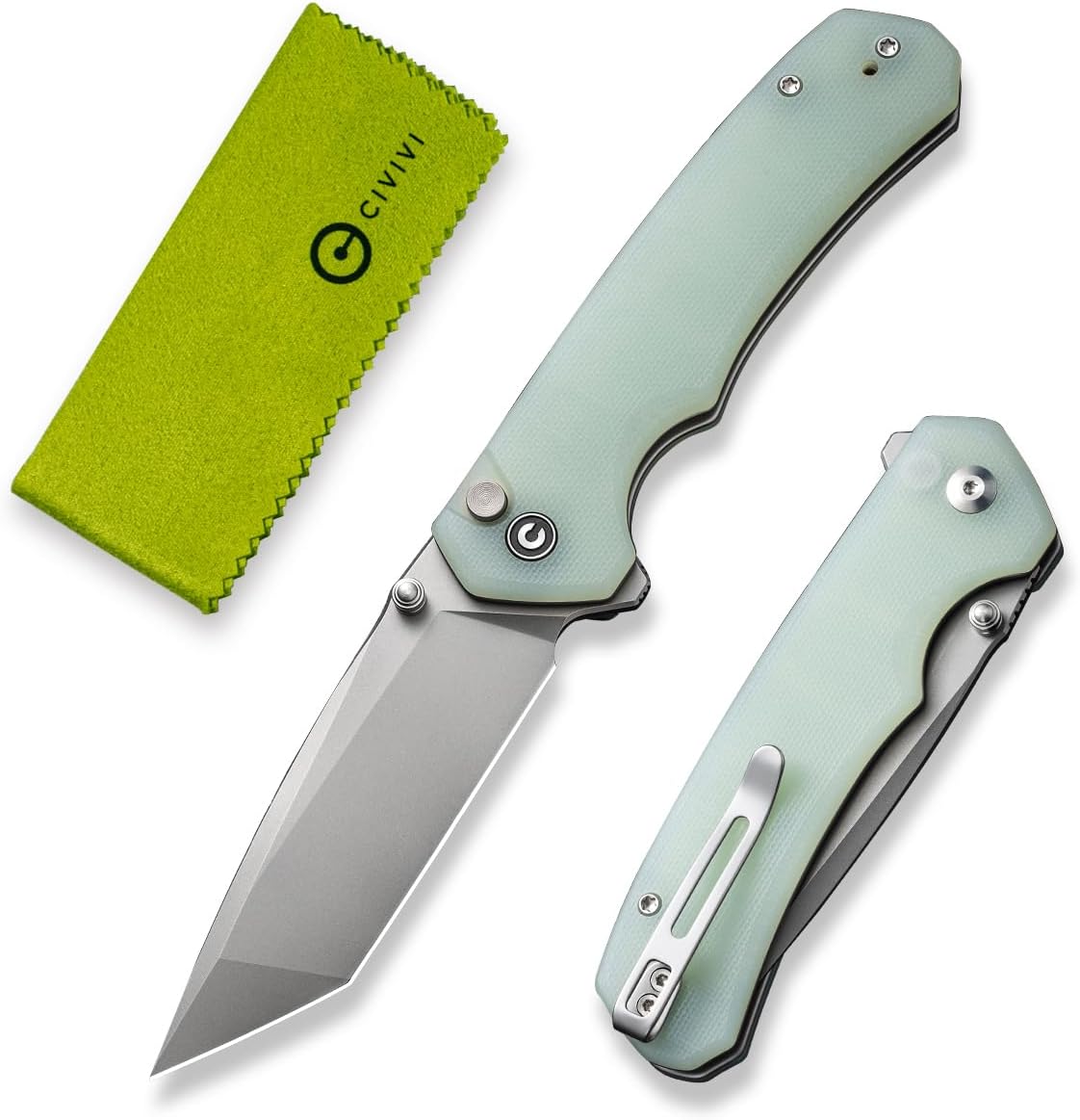Cuchillo plegable con bloqueo botón hoja sueca 14C28N mango