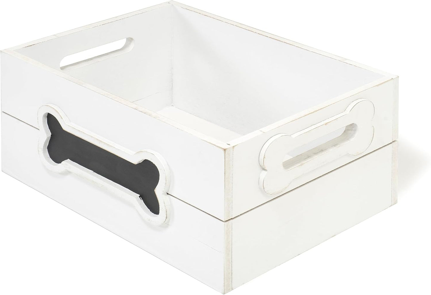 Caja almacenamiento juguetes madera 12x9" asas pizarra