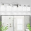 Luz tocad. baño níquel 6 luces pantalla vidrio blanco