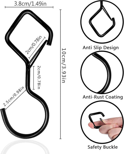 12 Ganchos 4" Hebilla Seguridad para Armario Negro