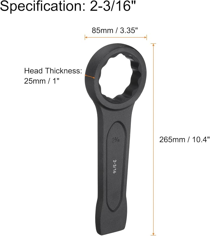 Llave de golpeo 2-3/16 plana 12 puntos mango recto