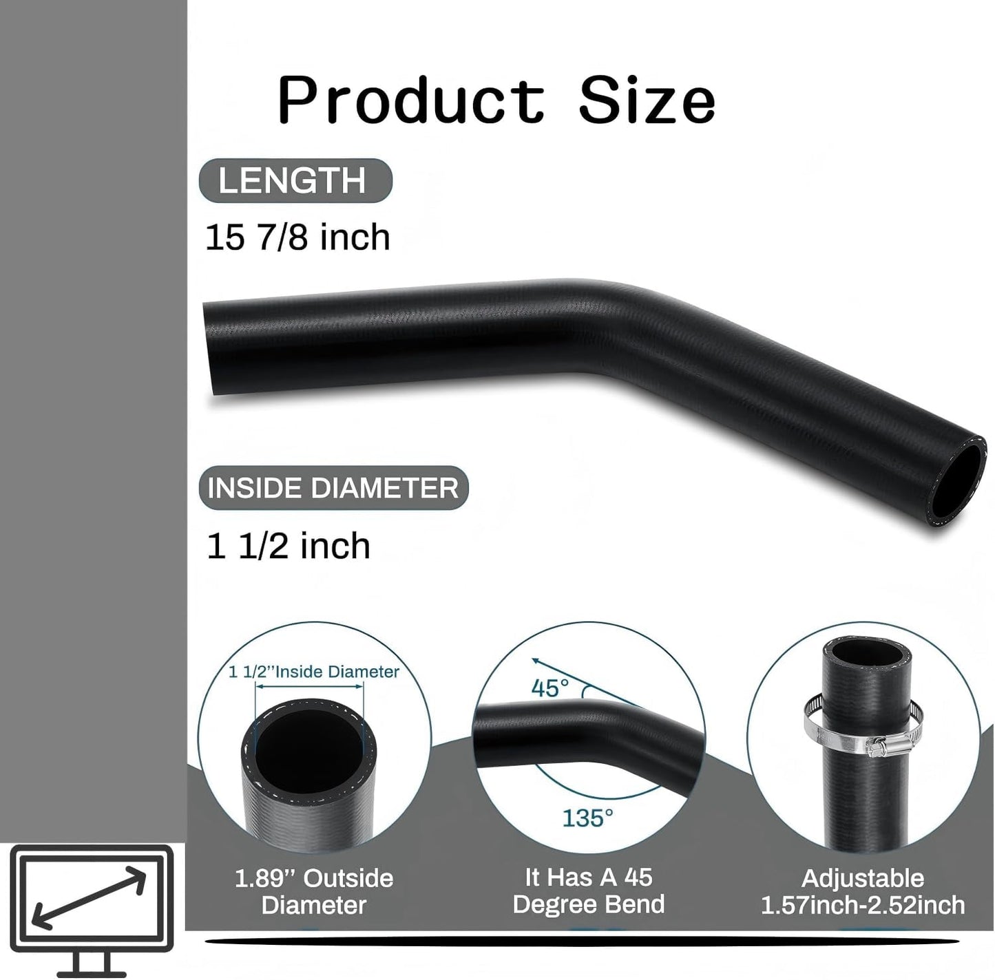 Set 2 mangueras combustible 1 1/2" 45grados 8 abrazaderas