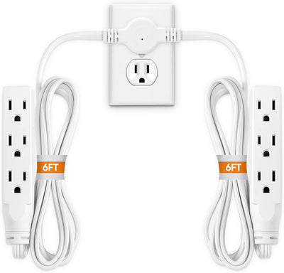 Regleta extensión doble 12ft enchufe pared plano