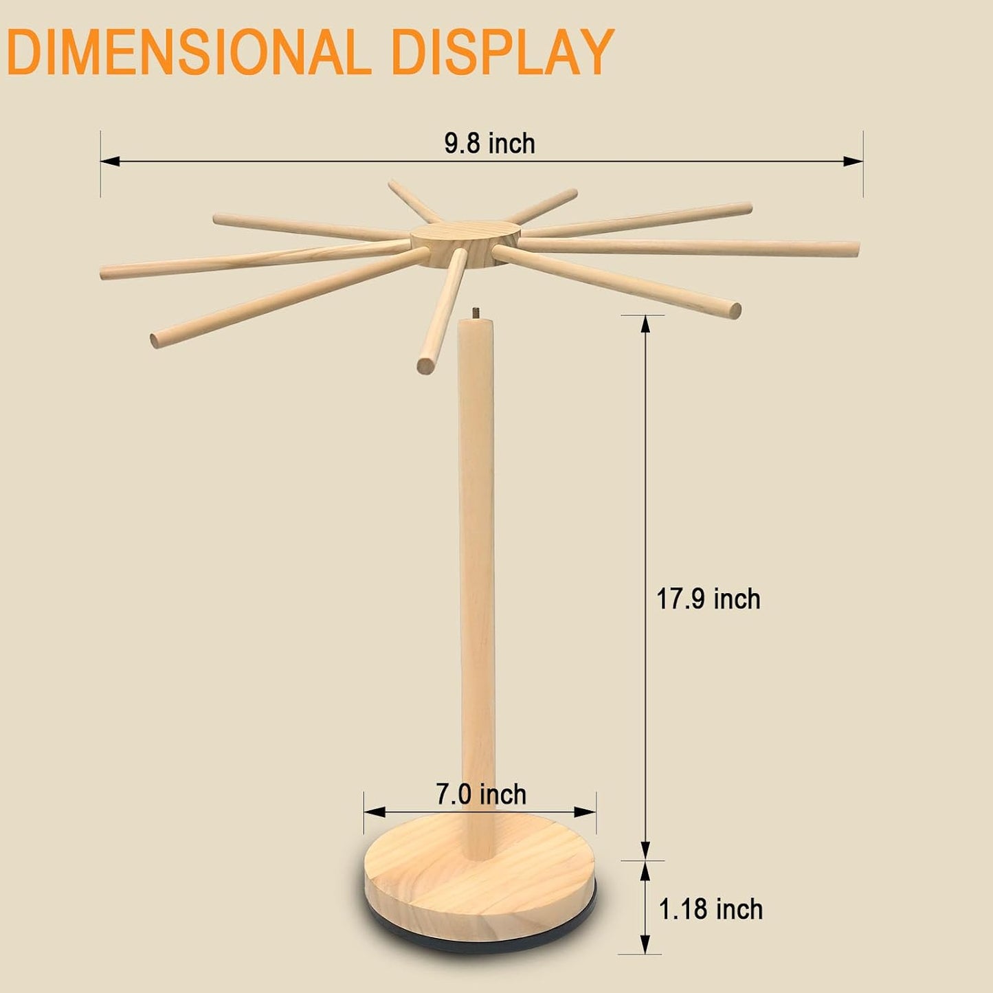 Estante secado pasta madera rotativo plegable 9 varillas