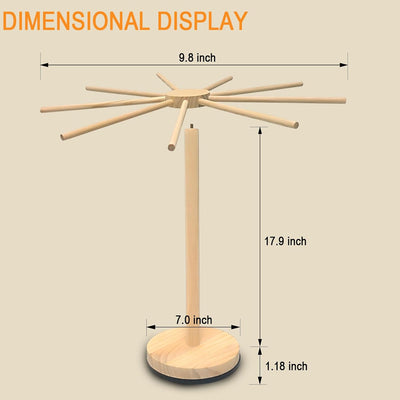 Estante secado pasta madera rotativo plegable 9 varillas