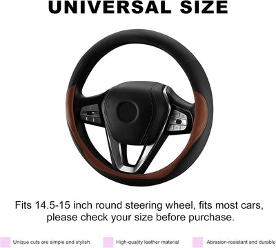 Funda cuero volante 15pulg antideslizante universal para autos
