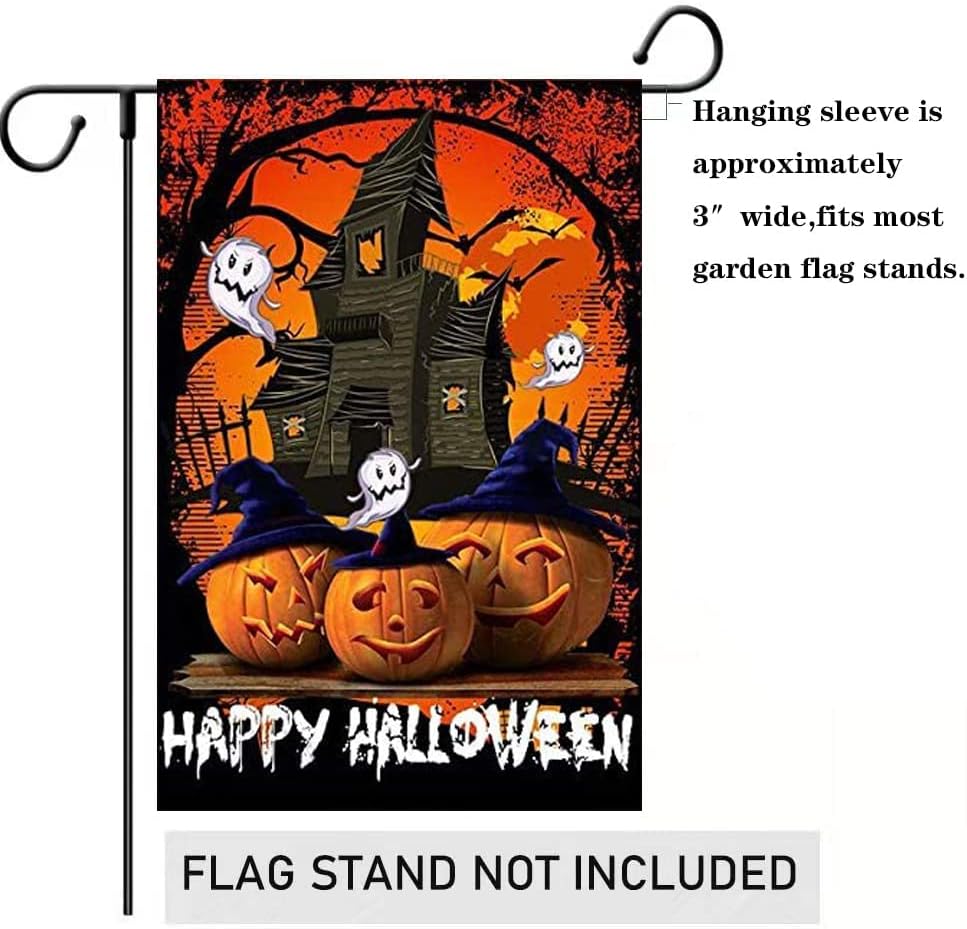 Bandera Halloween 28x40" fantasmas doble cara