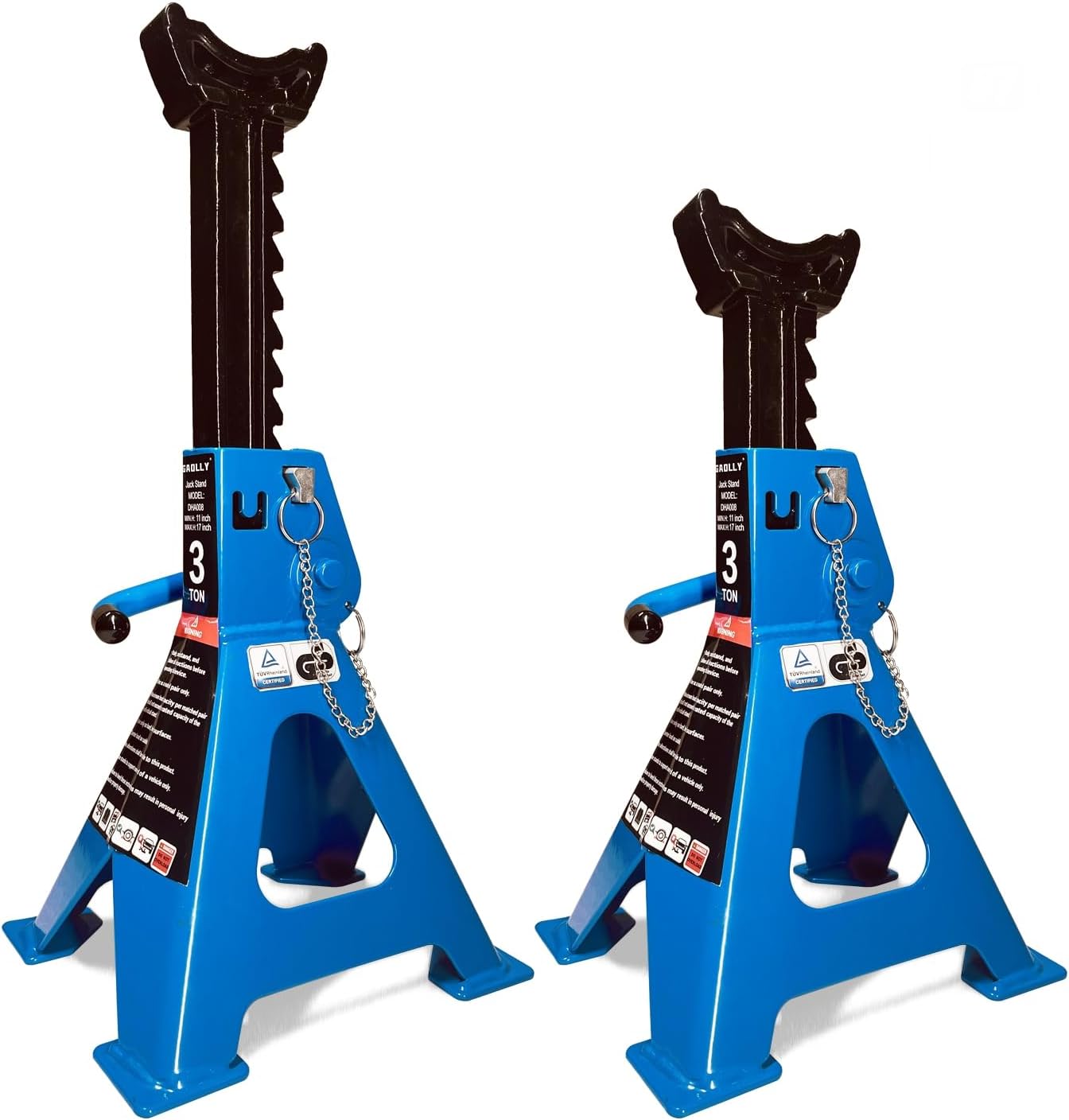 Soportes gato coche 3 toneladas doble bloqueo acero 2 pack