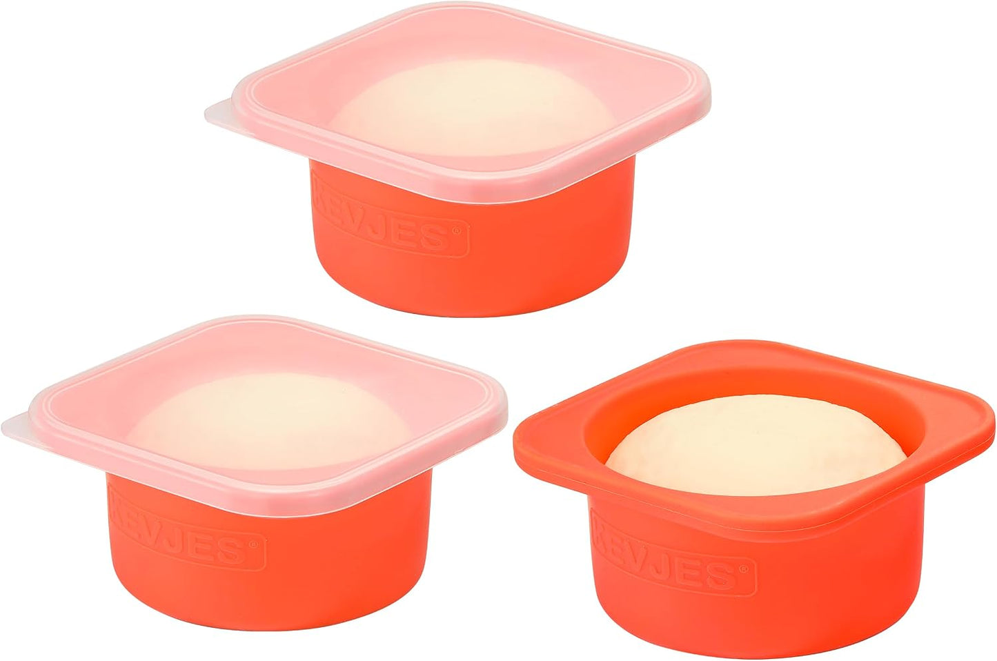 Recipientes silicona apilables para masa pizza 3 rojos