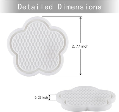 Posavasos flor antideslizantes empotrados juego 4 pzas blanco
