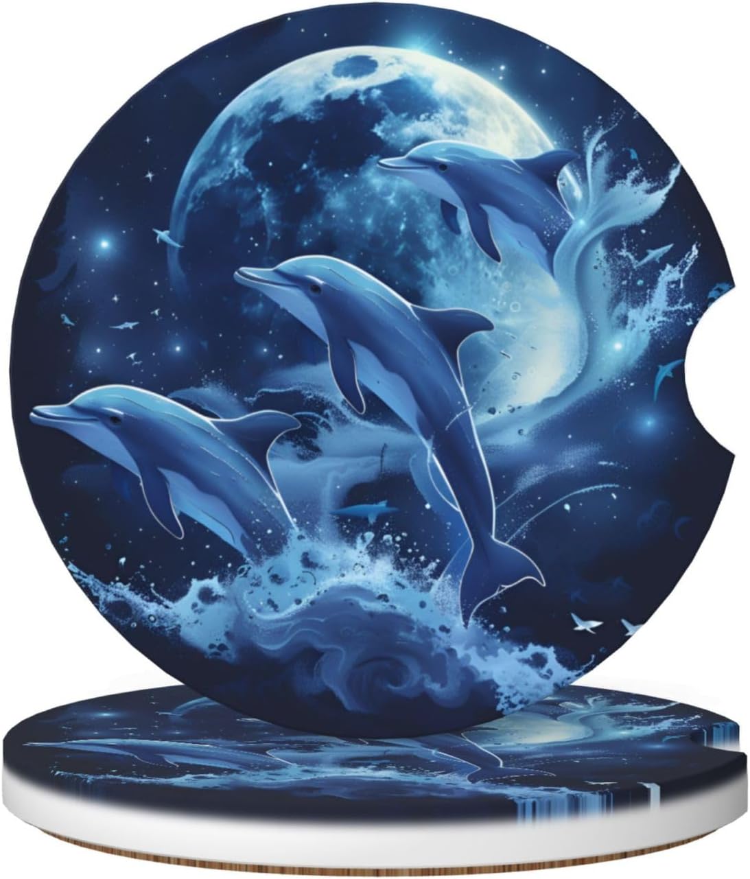 Posavasos auto 2uds diseño delfín y luna absorbente