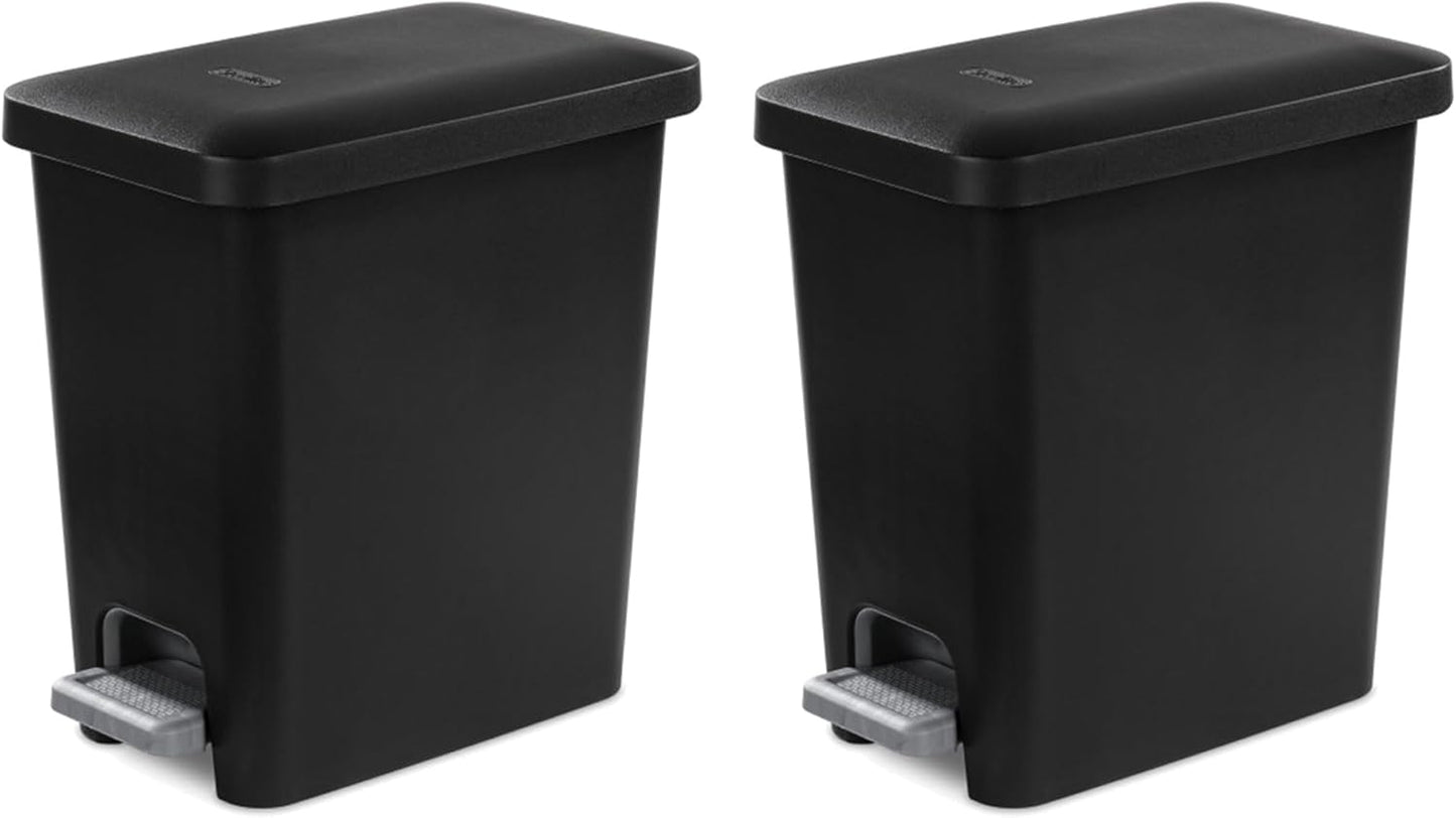 Cubo basura rectangular 2.7gal plástico pedal negro set 2