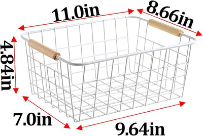 Cestas alambre blanco con asas madera para organizar hogar