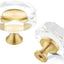 20 Tiradores Gabinete Latón Cristal Dorado 3.2cm Decorativos
