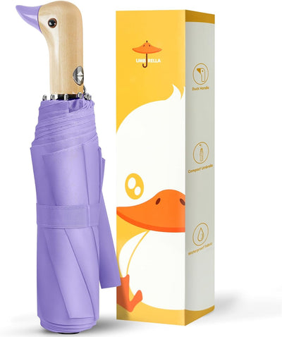 Paraguas automático mango pato plegable viaje madera regalo mujer