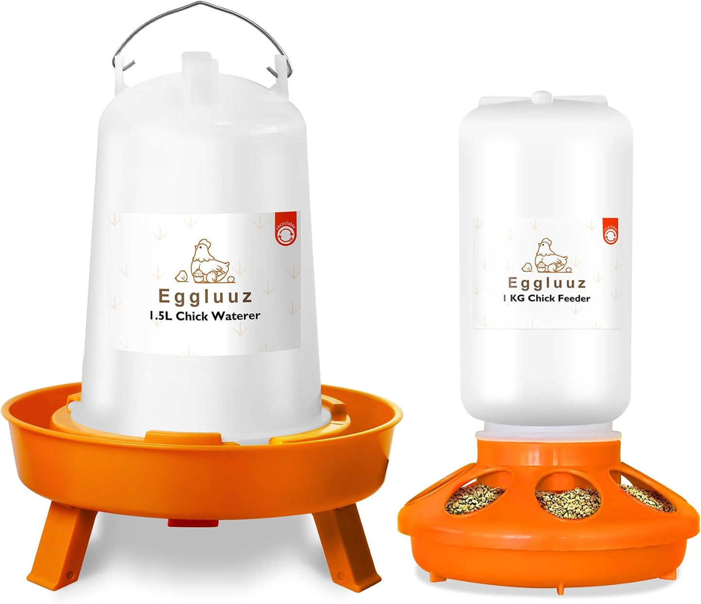 Set comedero bebedero pollitos 1l 1.5l 3 patas ajustables