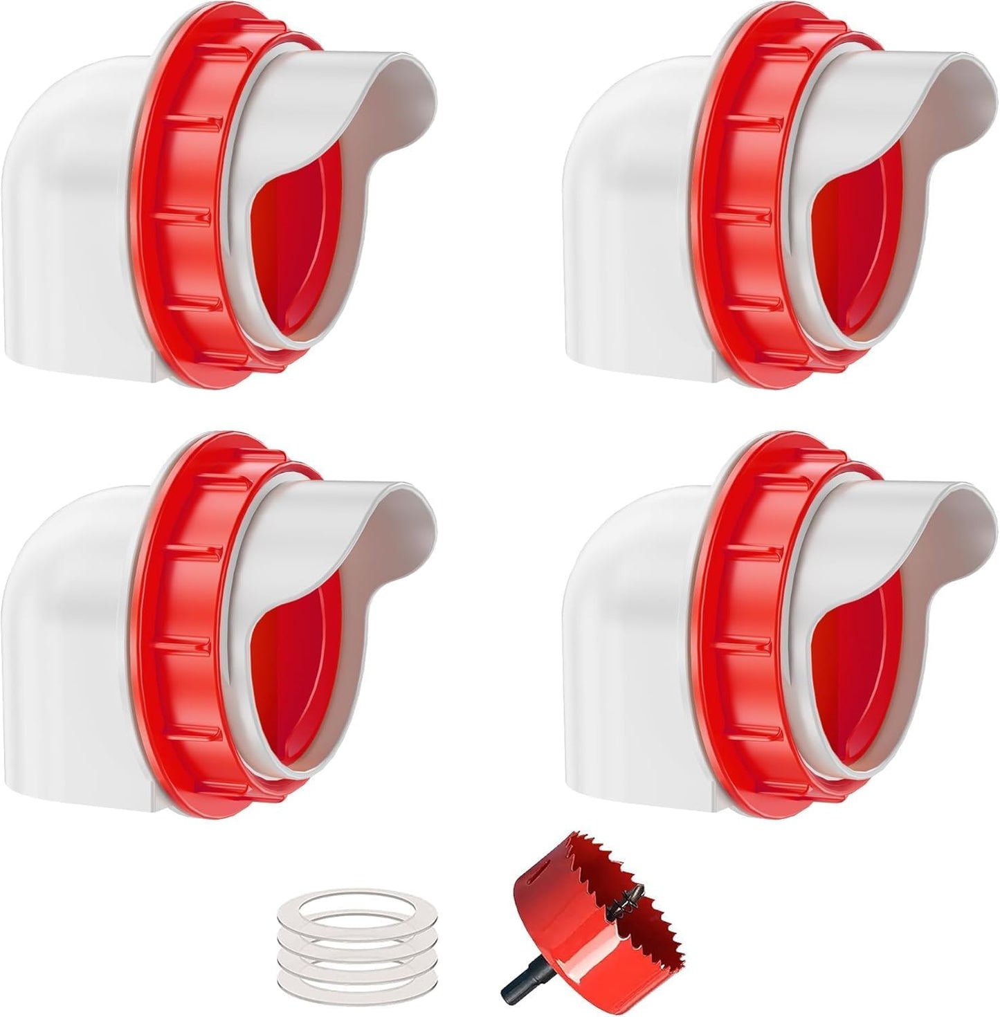 Alimentador automático aves 4 puertos rojo