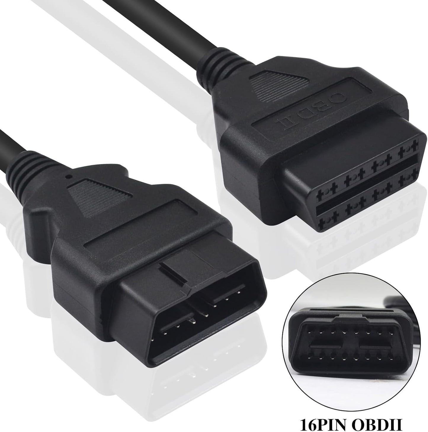 Cable extensión OBD2 5ft/1.5m 16 pin macho hembra negro