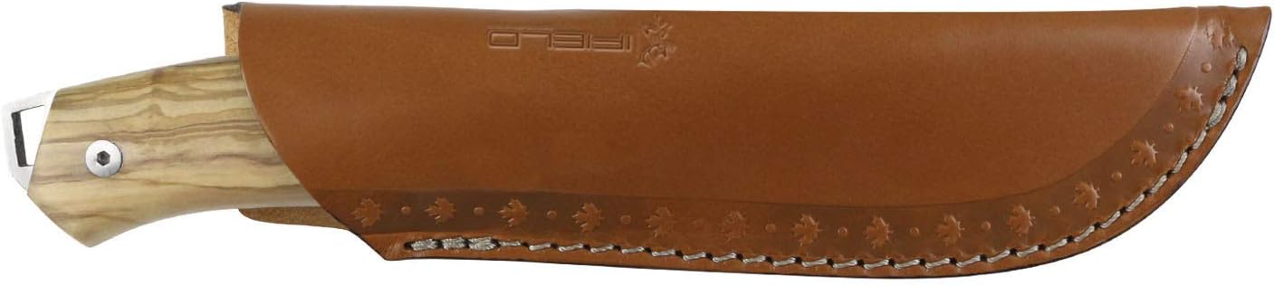 Cuchillo caza workout hoja satén 8.7pulg con funda cuero