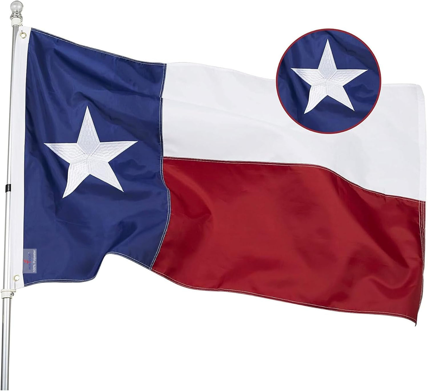 Bandera Texas 3x5ft bordada nailon resistente color vivo