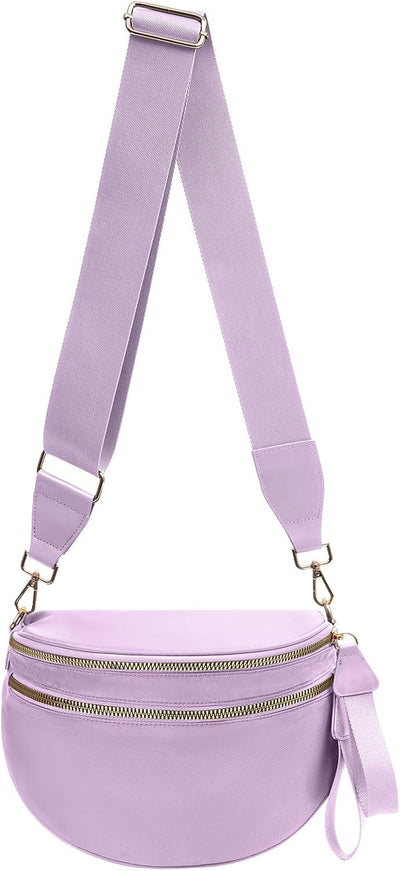 Bolso cruzado mujer nailon grande correa ajustable púrpura