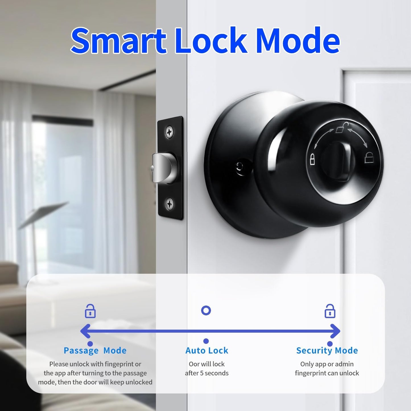 Cerradura puerta inteligente biométrica con app y llave