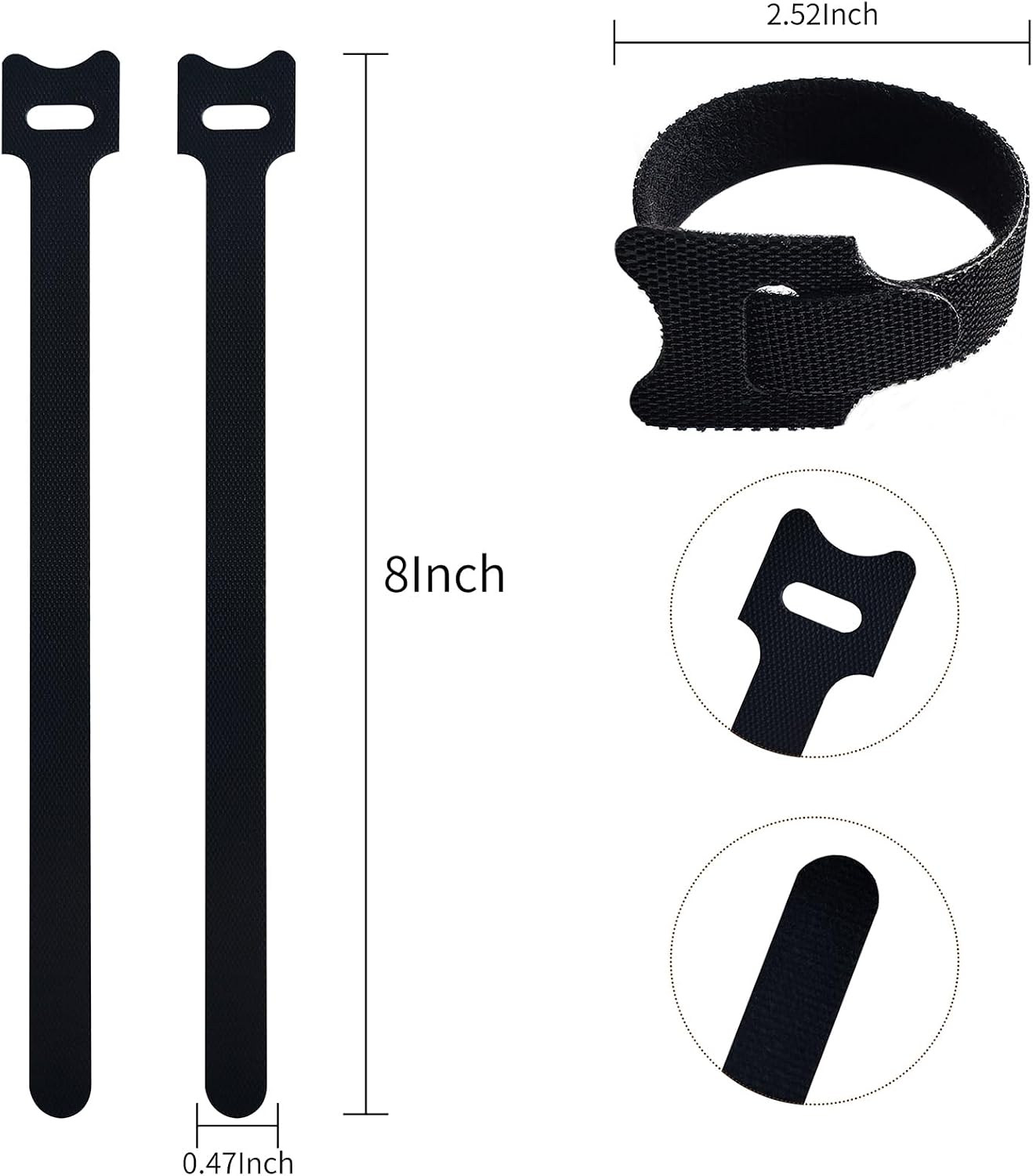100 Pzas Bridas Negras 8pulg Correas Cable Ajustables