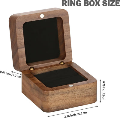 Caja madera ranura anillo personalizado boda negra