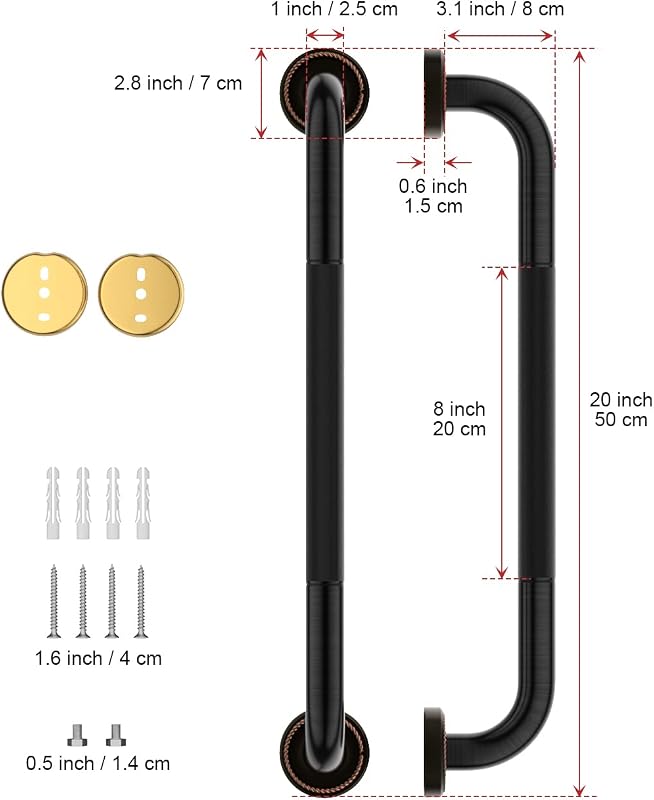 Barra agarre ducha bronce 20" antiderrap negro aceitado