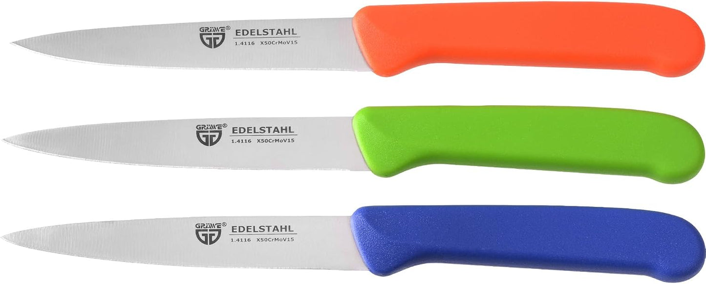 Set 3 cuchillos acero inox para verduras multicolor