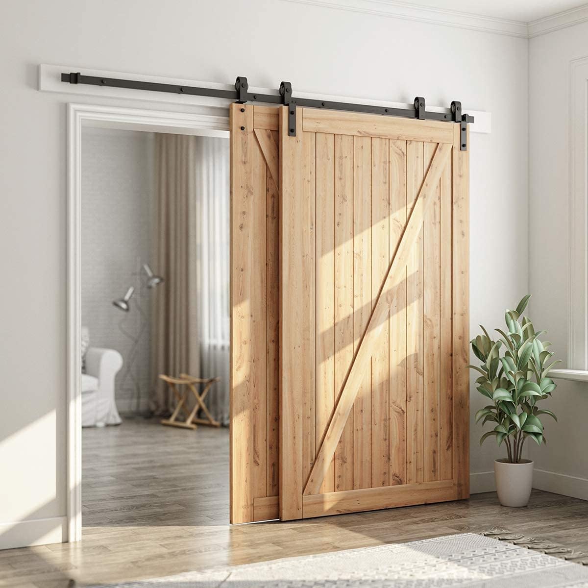 Kit herrajes puerta corrediza granero 8ft doble madera