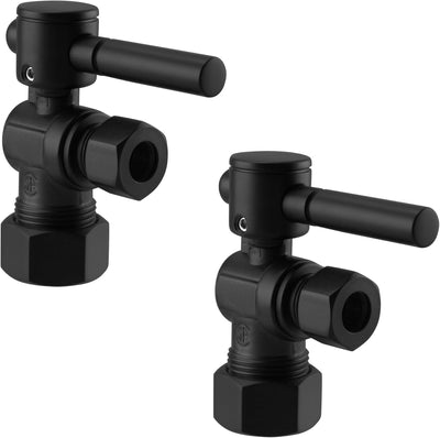 Válvula cierre ángulo palanca 1/4 5/8 pulg negro mate pack 2