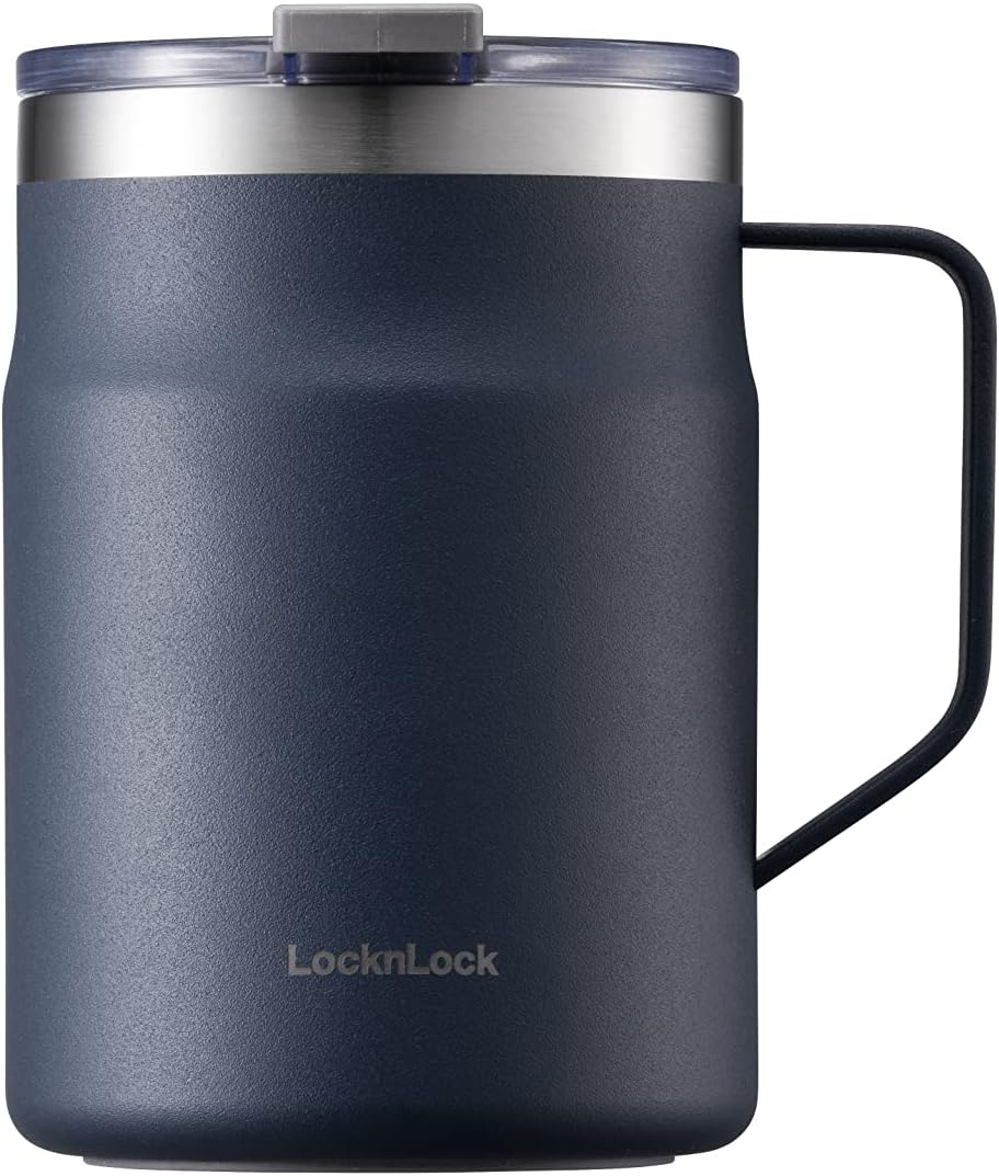Taza acero inox 18/8 doble pared 16oz azul marino