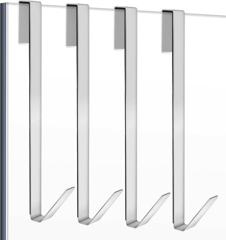 4 Ganchos puerta ducha 10pulg acero inox sin perforaciones