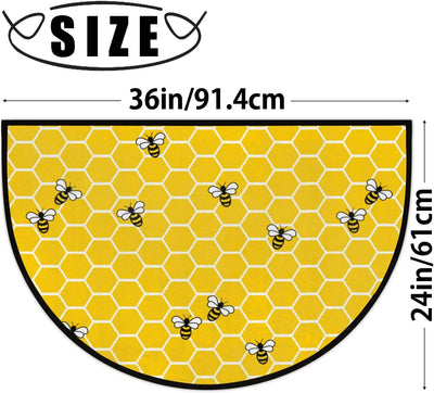 Tapete semicircular con abeja amarilla antiderrap puerta
