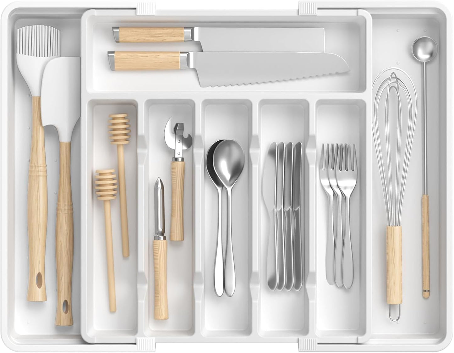 Organiz. cubiertos expandible sin BPA ajustable