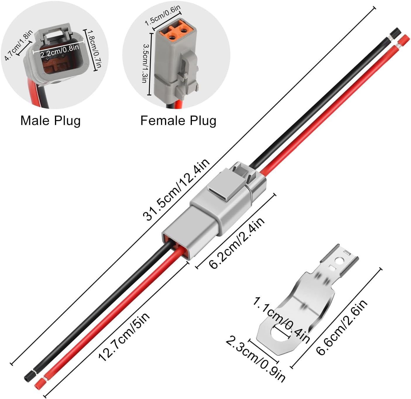 5 Pzas Conectores DTP 2 Pines 12 AWG Impermeables